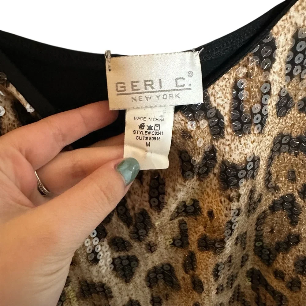 Vintage Y2K Geri C Cheetah Sequin‎ Mini Dress